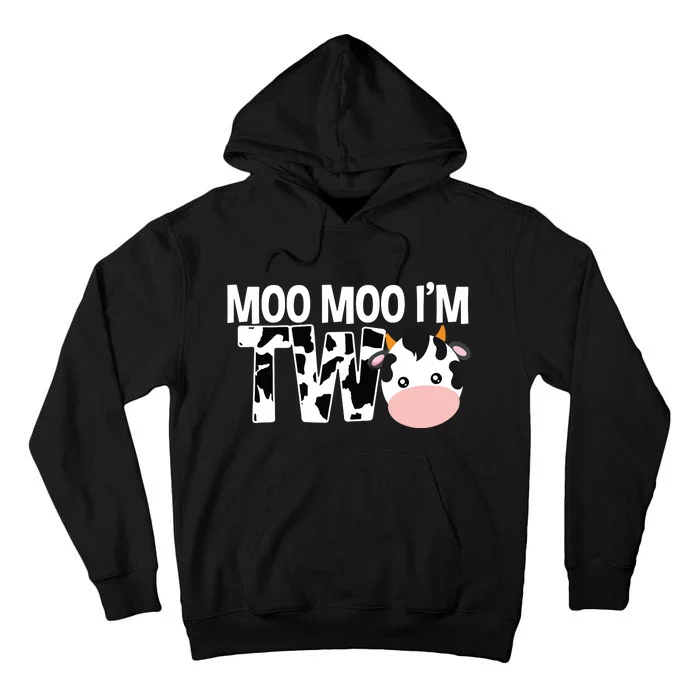 Moo Moo Im Two 2nd Birthday Funny Cow Sounds Tee Tall Hoodie