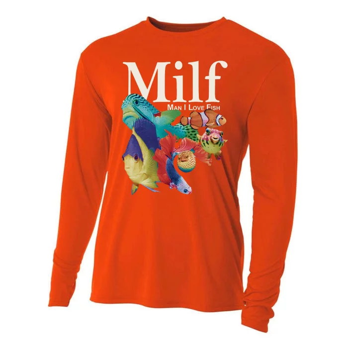 Milf Man I Love Fish Funny Cooling Performance Long Sleeve Crew