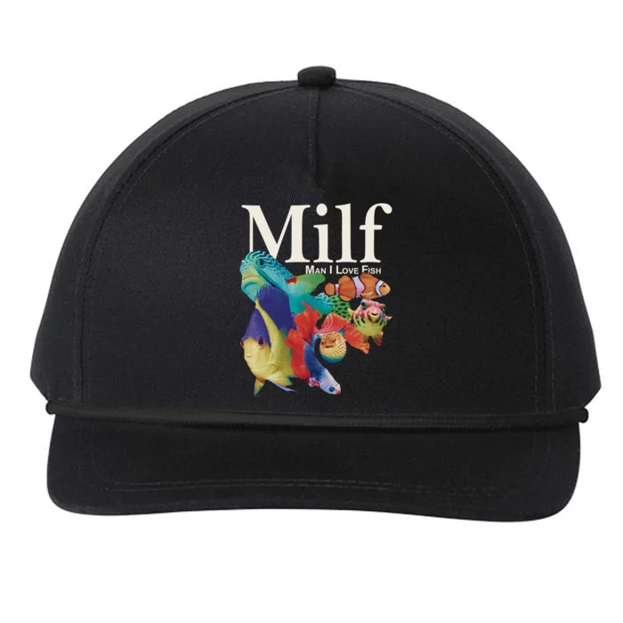 Milf Man I Love Fish Funny Snapback Five-Panel Rope Hat