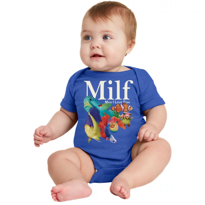 Milf Man I Love Fish Funny Baby Bodysuit