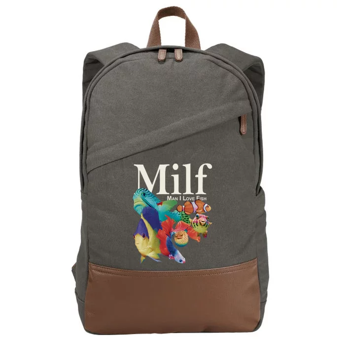 Milf Man I Love Fish Funny Cotton Canvas Backpack