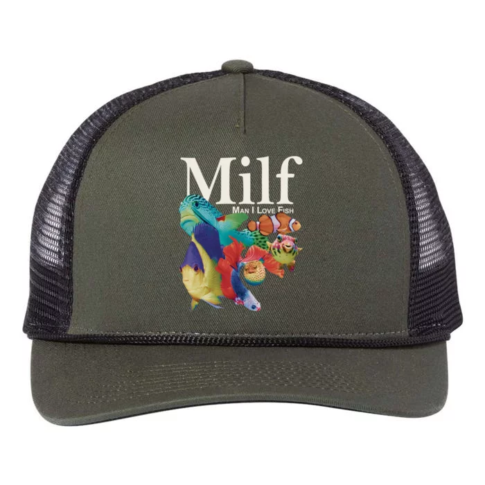 Milf Man I Love Fish Funny Retro Rope Trucker Hat Cap