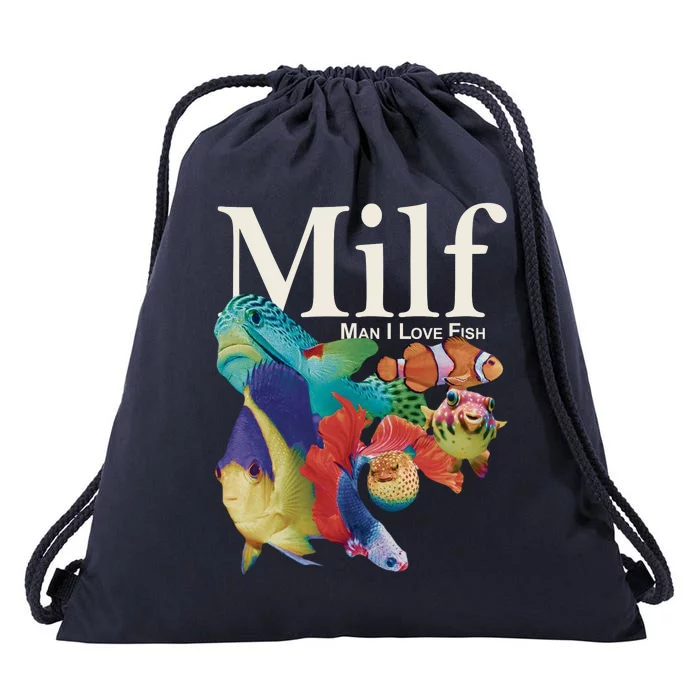 Milf Man I Love Fish Funny Drawstring Bag