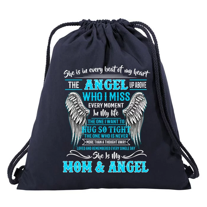 My Mom Is Guardian Angelgiftfor Daughter Son Lost Mom In Heaven Funny Gift Drawstring Bag