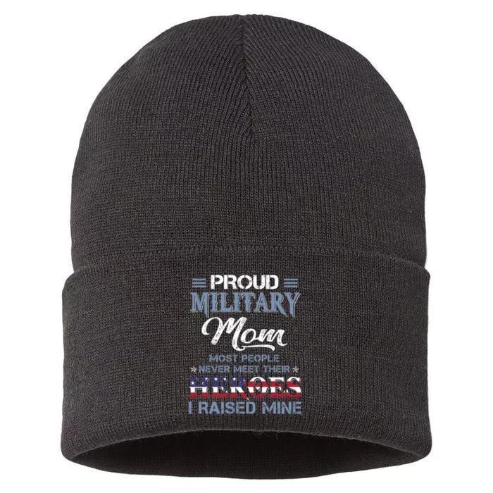 Military Mom I Raised My Hero America American Armed Forces Sustainable Knit Beanie