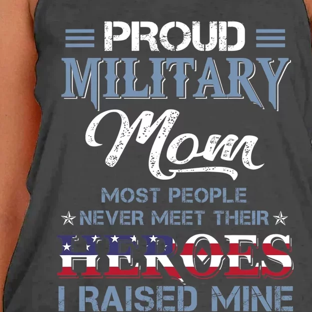 Military Mom I Raised My Hero America American Armed Forces Women's Knotted Racerback Tank