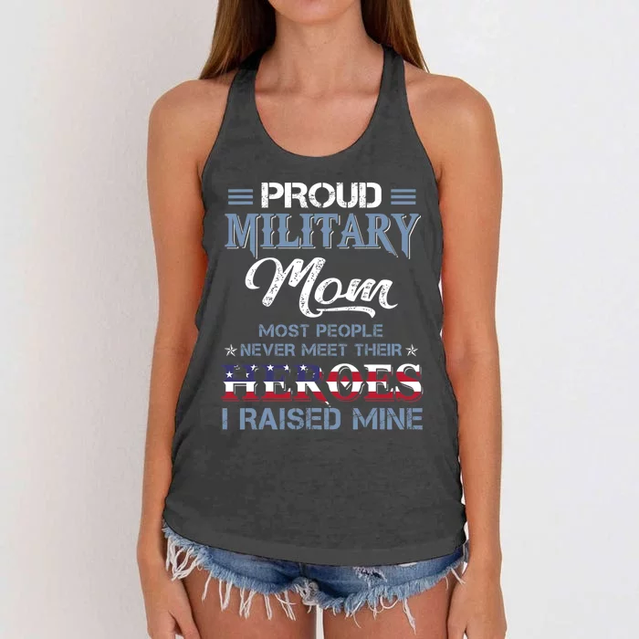 Military Mom I Raised My Hero America American Armed Forces Women's Knotted Racerback Tank