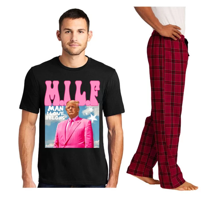 Milf Man I Love Felons Funny Trump Pink 2024 For President Pajama Set