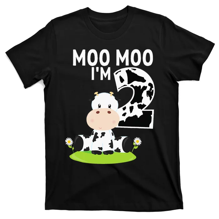 Moo Moo Im Two 2nd Birthday Funny Cute Cow Sounds T-Shirt