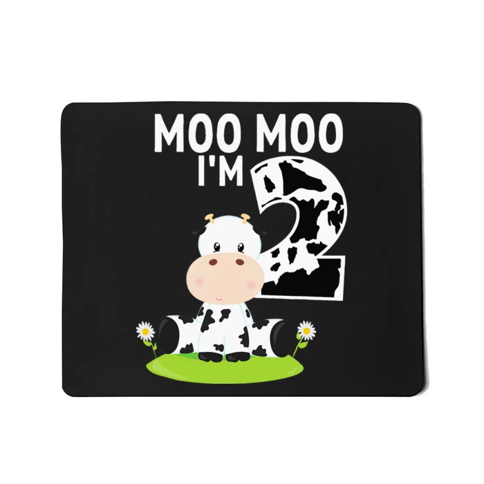 Moo Moo Im Two 2nd Birthday Funny Cute Cow Sounds Mousepad