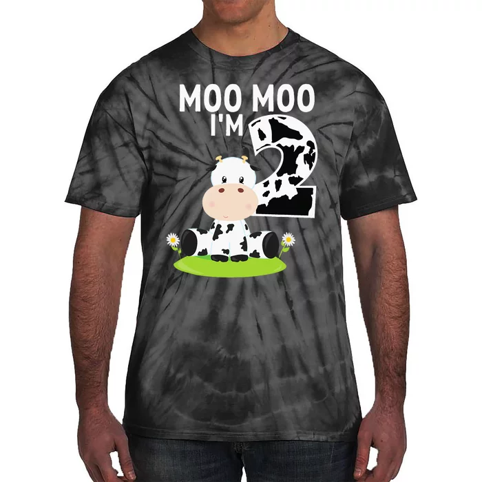 Moo Moo Im Two 2nd Birthday Funny Cute Cow Sounds Tie-Dye T-Shirt