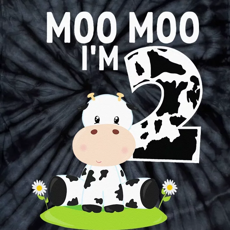 Moo Moo Im Two 2nd Birthday Funny Cute Cow Sounds Tie-Dye T-Shirt