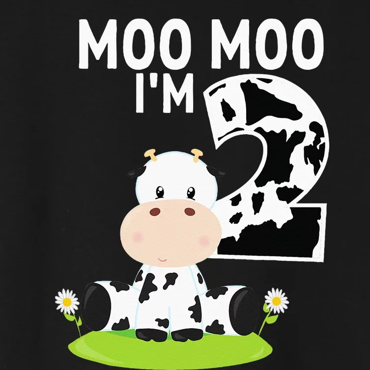 Moo Moo Im Two 2nd Birthday Funny Cute Cow Sounds Women's Crop Top Tee