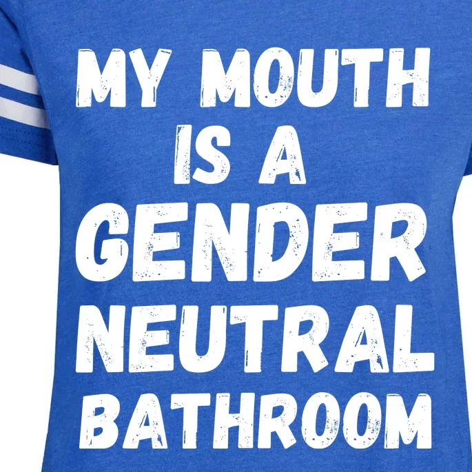 My Mouth Is A Gender Neutral Bathroom Funny Enza Ladies Jersey Football T-Shirt