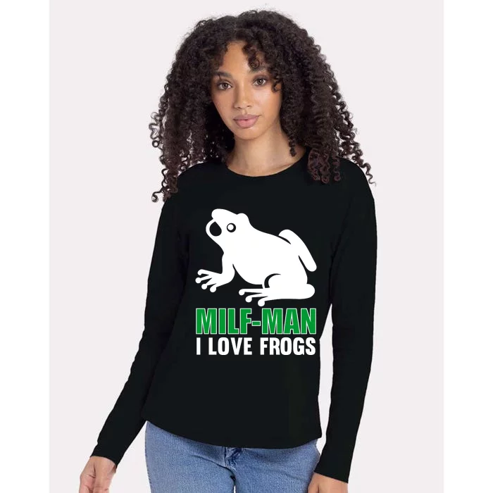 MILF Man I Love Frogs Funny Frog Womens Cotton Relaxed Long Sleeve T-Shirt