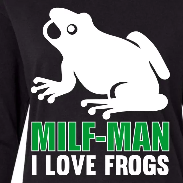 MILF Man I Love Frogs Funny Frog Womens Cotton Relaxed Long Sleeve T-Shirt