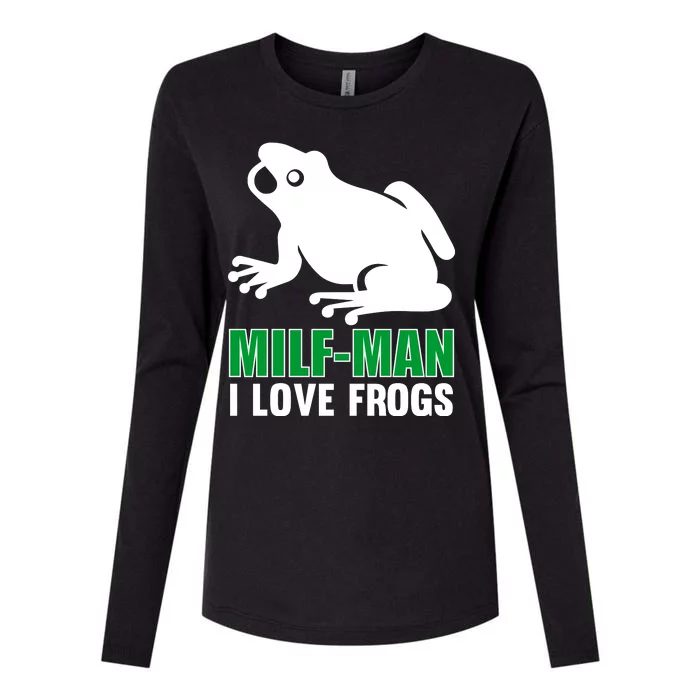 MILF Man I Love Frogs Funny Frog Womens Cotton Relaxed Long Sleeve T-Shirt