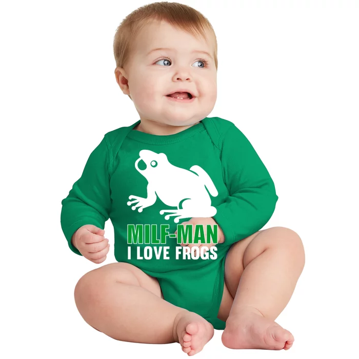 MILF Man I Love Frogs Funny Frog Baby Long Sleeve Bodysuit