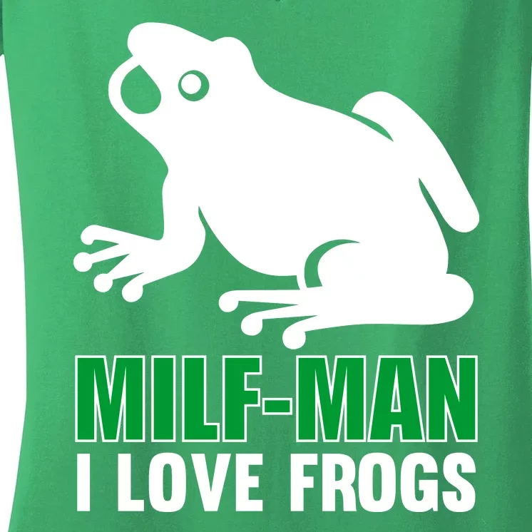 MILF Man I Love Frogs Funny Frog Women's V-Neck T-Shirt