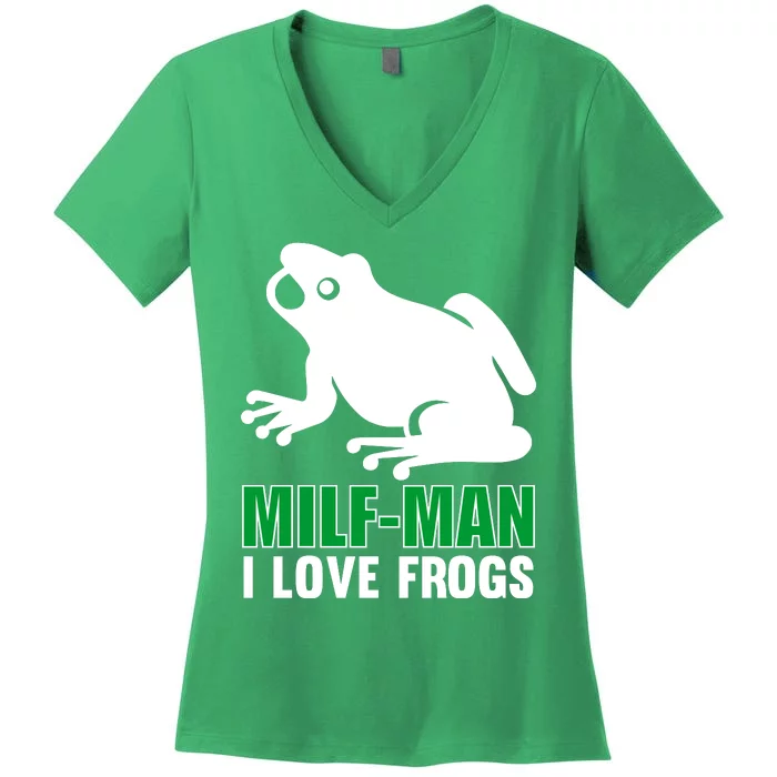 MILF Man I Love Frogs Funny Frog Women's V-Neck T-Shirt