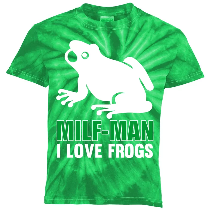 MILF Man I Love Frogs Funny Frog Kids Tie-Dye T-Shirt