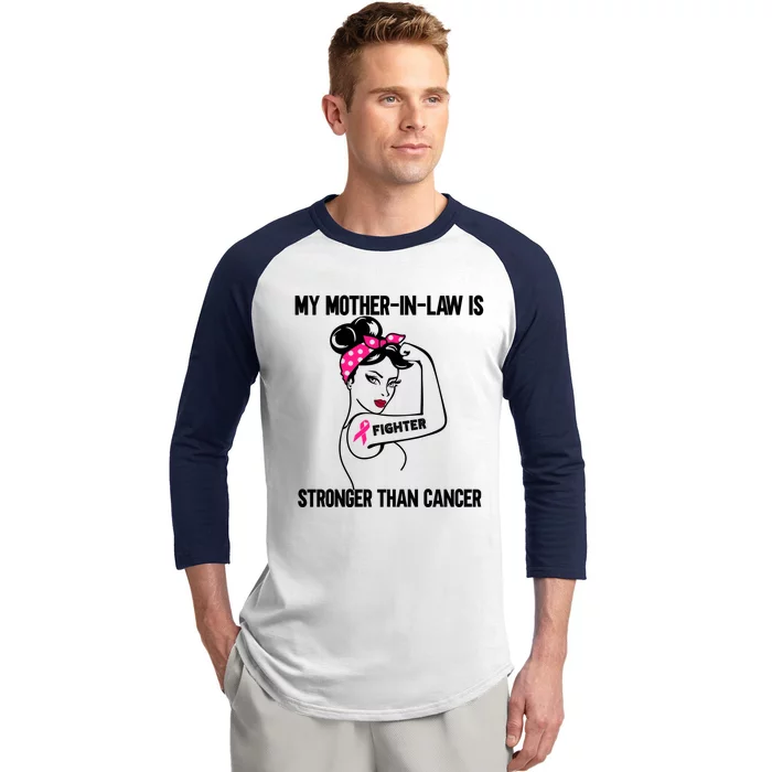 My MotherInLaw Is Stronger Than Cancer Breast Cancer Great Gift Baseball Sleeve Shirt