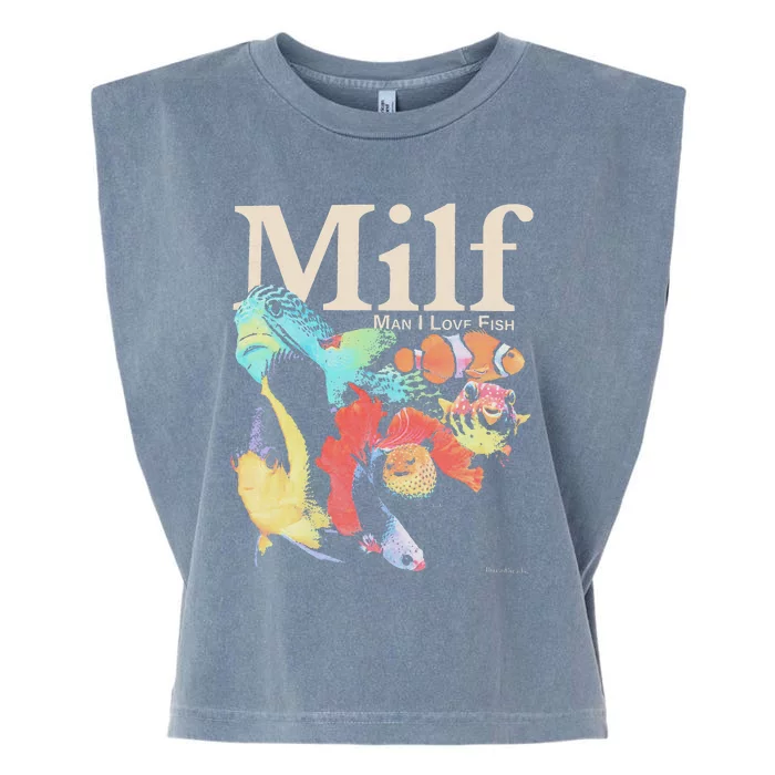 Milf Man I Love Fish Garment-Dyed Women's Muscle Tee