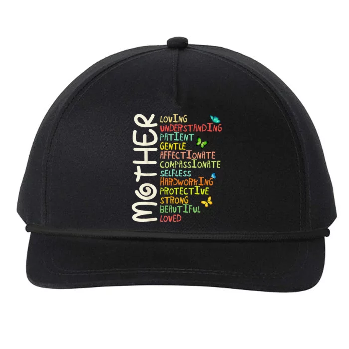 MOTHER Meaning I Love Mom Mothers Day Wo Snapback Five-Panel Rope Hat