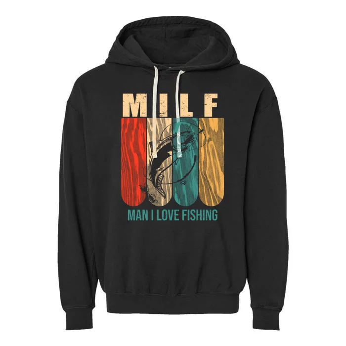 Milf Man I Love Fishing Vintage Garment-Dyed Fleece Hoodie