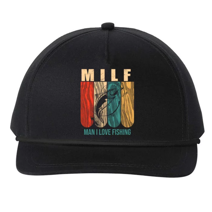 Milf Man I Love Fishing Vintage Snapback Five-Panel Rope Hat