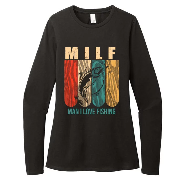 Milf Man I Love Fishing Vintage Womens CVC Long Sleeve Shirt