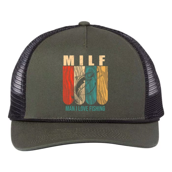 Milf Man I Love Fishing Vintage Retro Rope Trucker Hat Cap