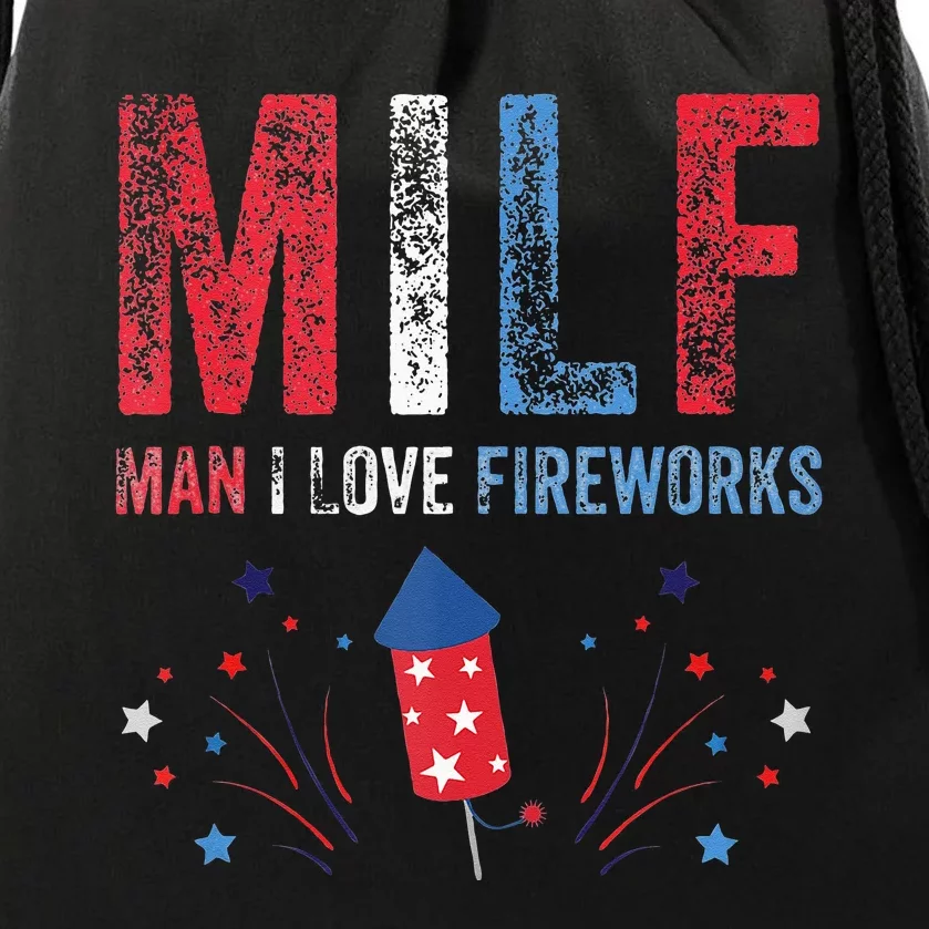 MILF Man I Love Fireworks Funny American 4th Of July Men Drawstring Bag