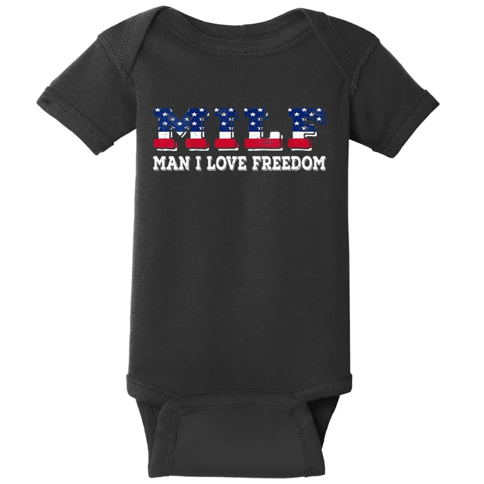 MILF Man I Love Freedom Funny Patriotic Baby Bodysuit