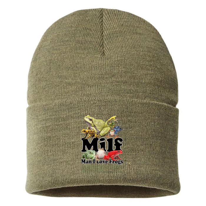 Milf Man I Love Frogs Sustainable Knit Beanie