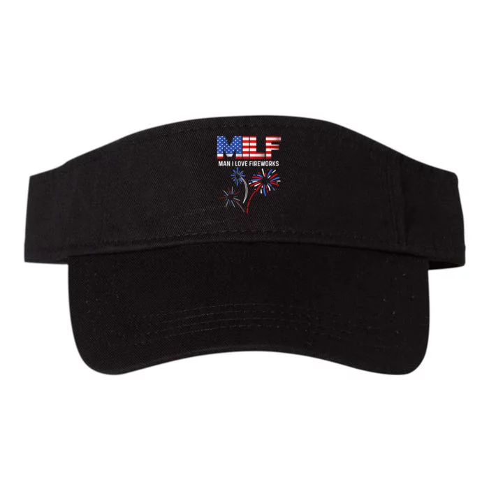 MILF Man I Love Fireworks Funny American Patriotic July 4th Valucap Bio-Washed Visor