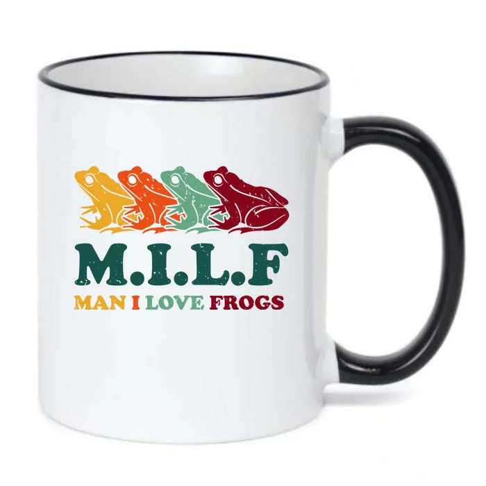 Milf Man I Love Frogs Retro Colorful Black Color Changing Mug