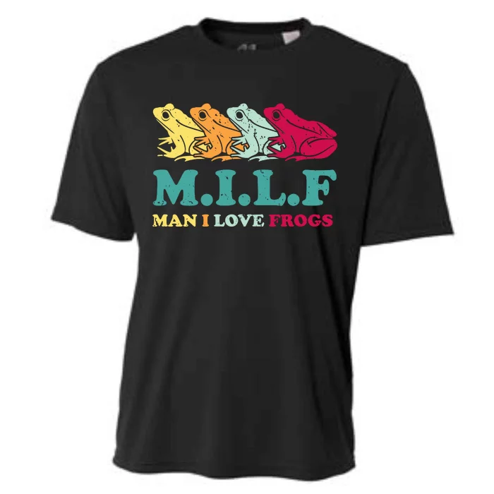 Milf Man I Love Frogs Retro Colorful Cooling Performance Crew T-Shirt