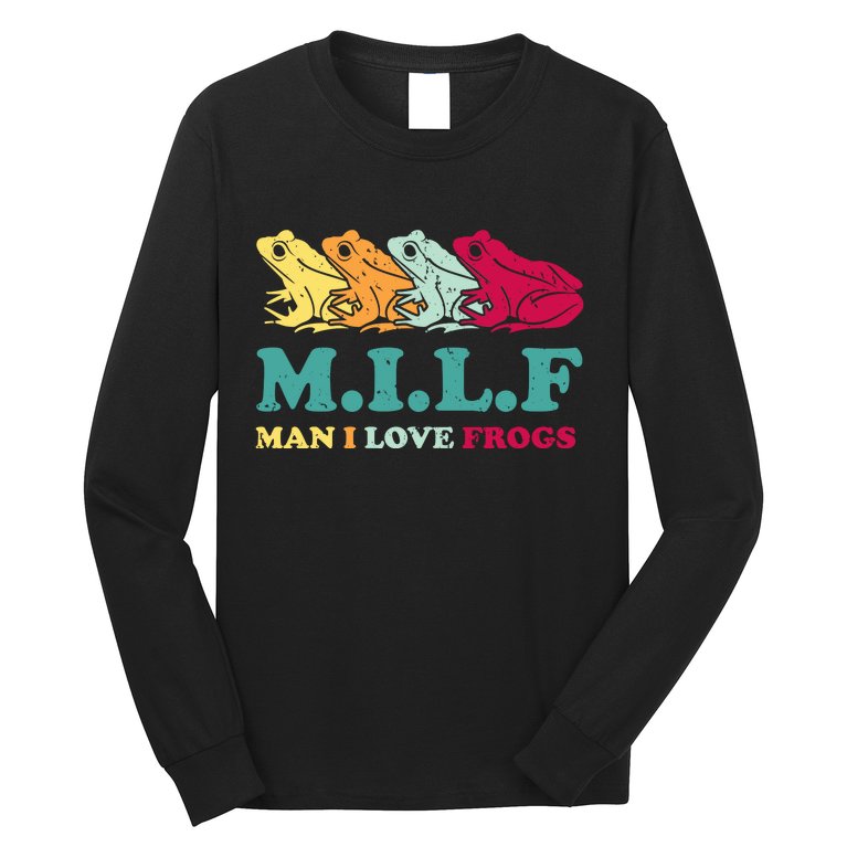 Milf Man I Love Frogs Retro Colorful Long Sleeve Shirt