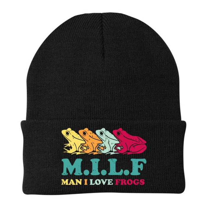 Milf Man I Love Frogs Retro Colorful Knit Cap Winter Beanie