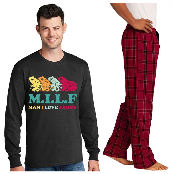 Milf Man I Love Frogs Retro Colorful Long Sleeve Pajama Set