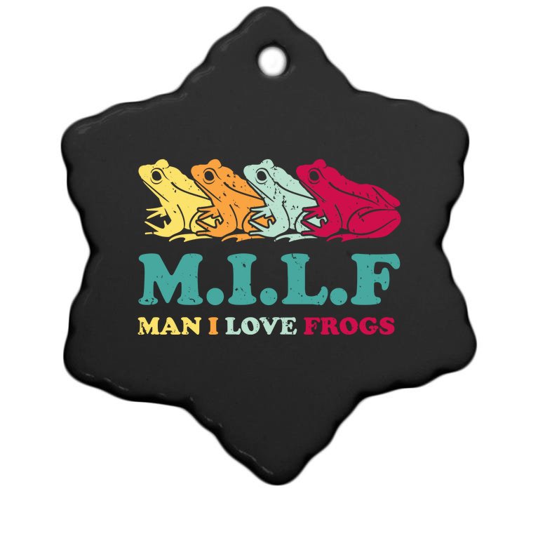 Milf Man I Love Frogs Retro Colorful Christmas Ornament