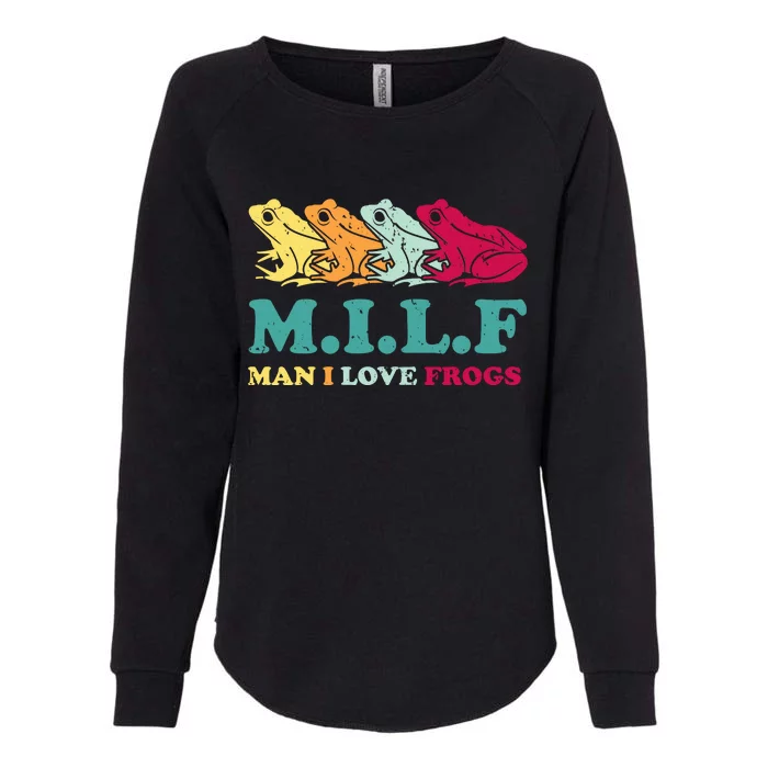 Milf Man I Love Frogs Retro Colorful Womens California Wash Sweatshirt