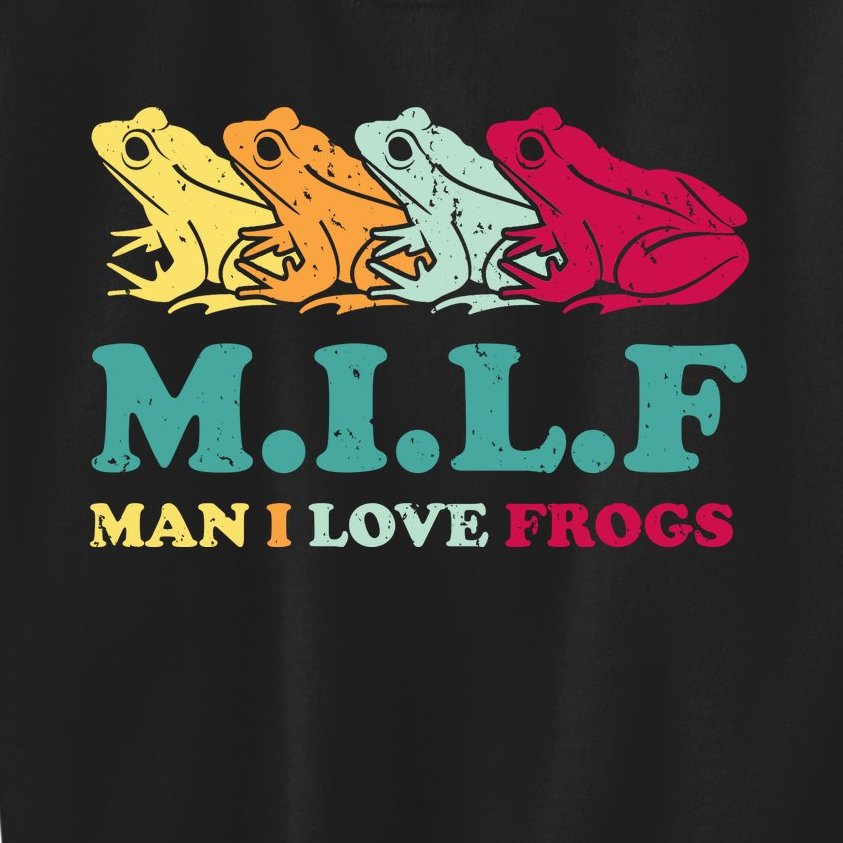 Milf Man I Love Frogs Retro Colorful Kids Sweatshirt