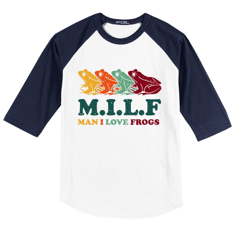 Milf Man I Love Frogs Retro Colorful Baseball Sleeve Shirt