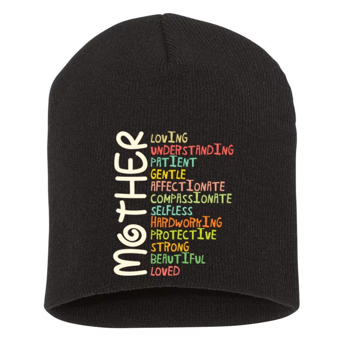 MOTHER Meaning I Love Mom Mothers Day Short Acrylic Beanie