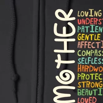 MOTHER Meaning I Love Mom Mothers Day Full Zip Hoodie