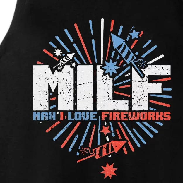 Milk Man I Love Fireworks 4th Of July Ladies Tri-Blend Wicking Tank