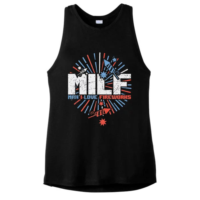 Milk Man I Love Fireworks 4th Of July Ladies Tri-Blend Wicking Tank