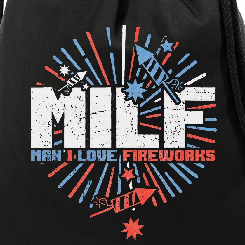 Milk Man I Love Fireworks 4th Of July Drawstring Bag